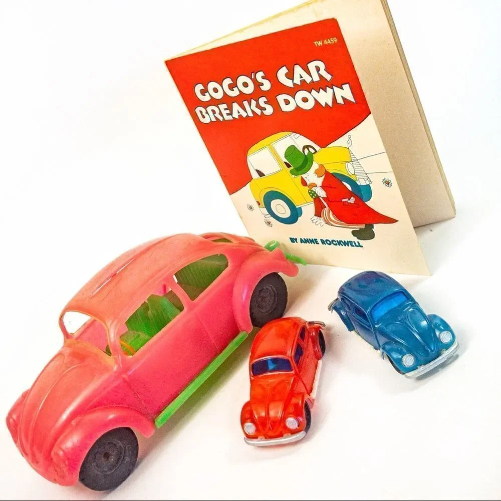 Vintage VW Toy Bundle Plastic Cars & Book